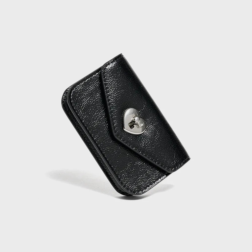 Le Masque Heart Lock Compact Card Wallet (Black)