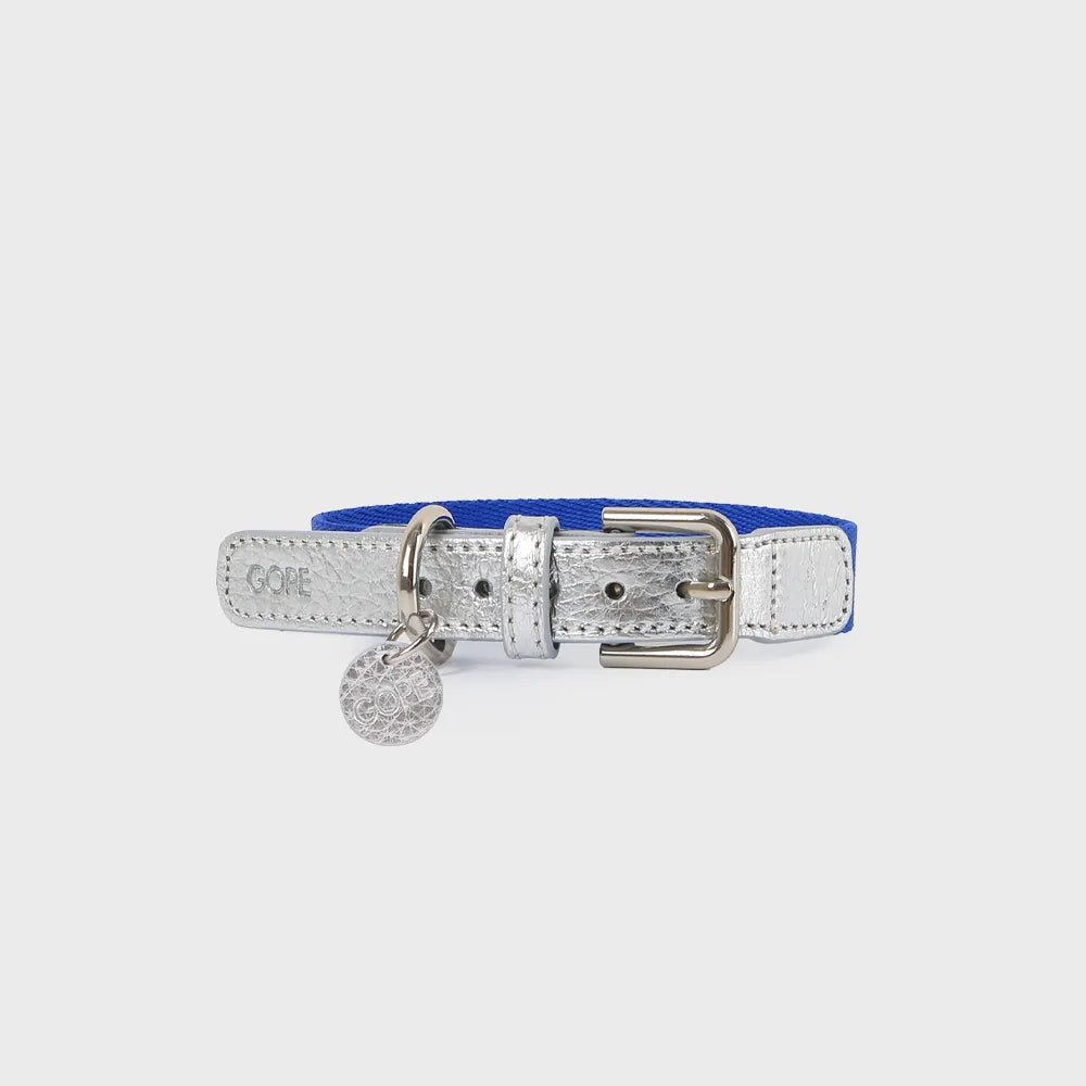 GOPE Metallic Dog Collar B (Silver Blue)
