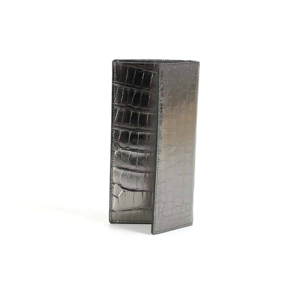 [Limited Edition] Alligator Leather Long Wallet (Black Silver)