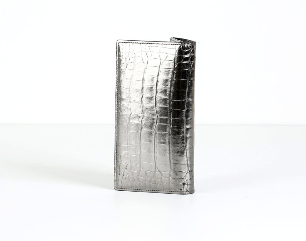 [Limited Edition] Alligator Leather Long Wallet (Black Silver)