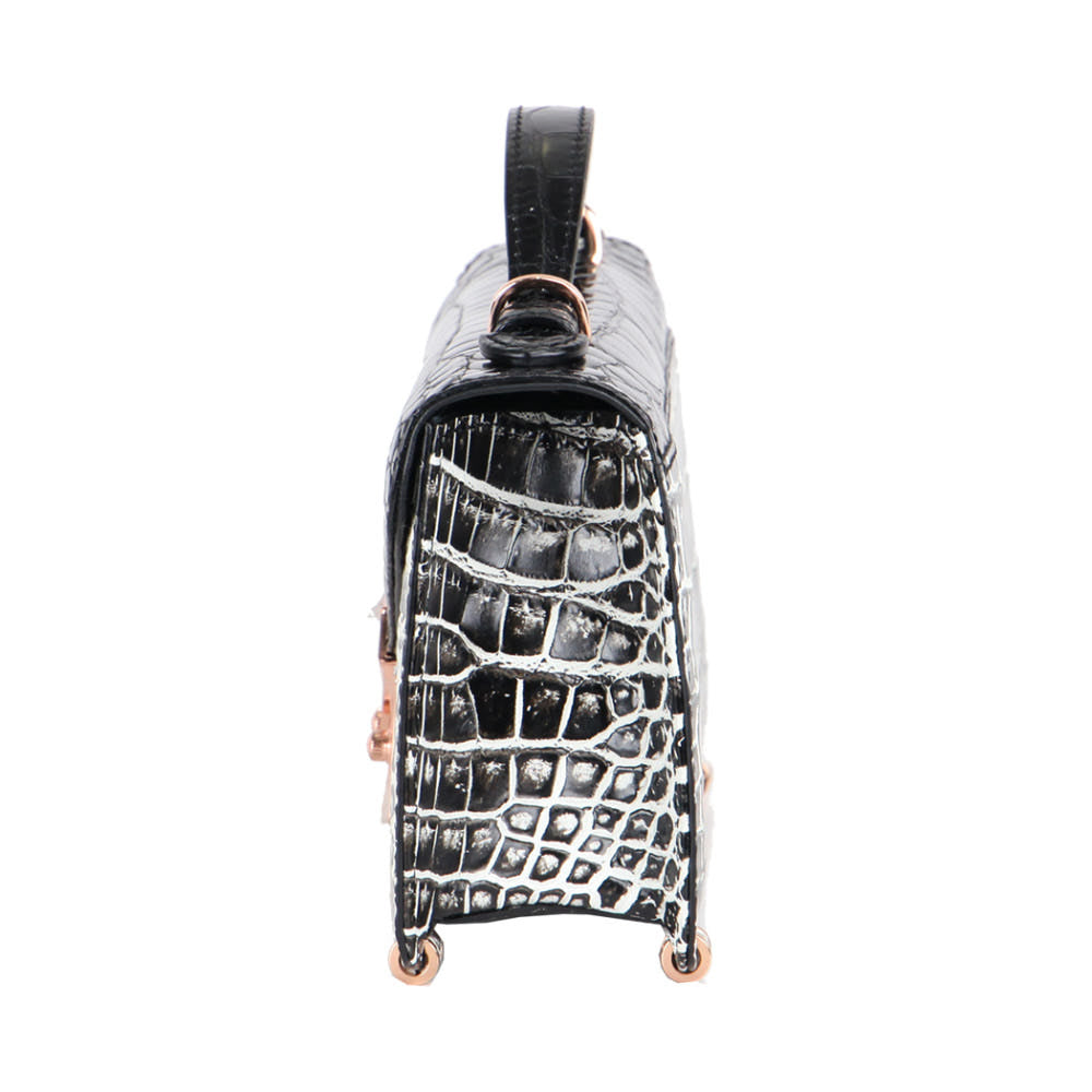 HORMIGA Luxury Crocodile Square Bag Limited Edition (Black &amp; White)