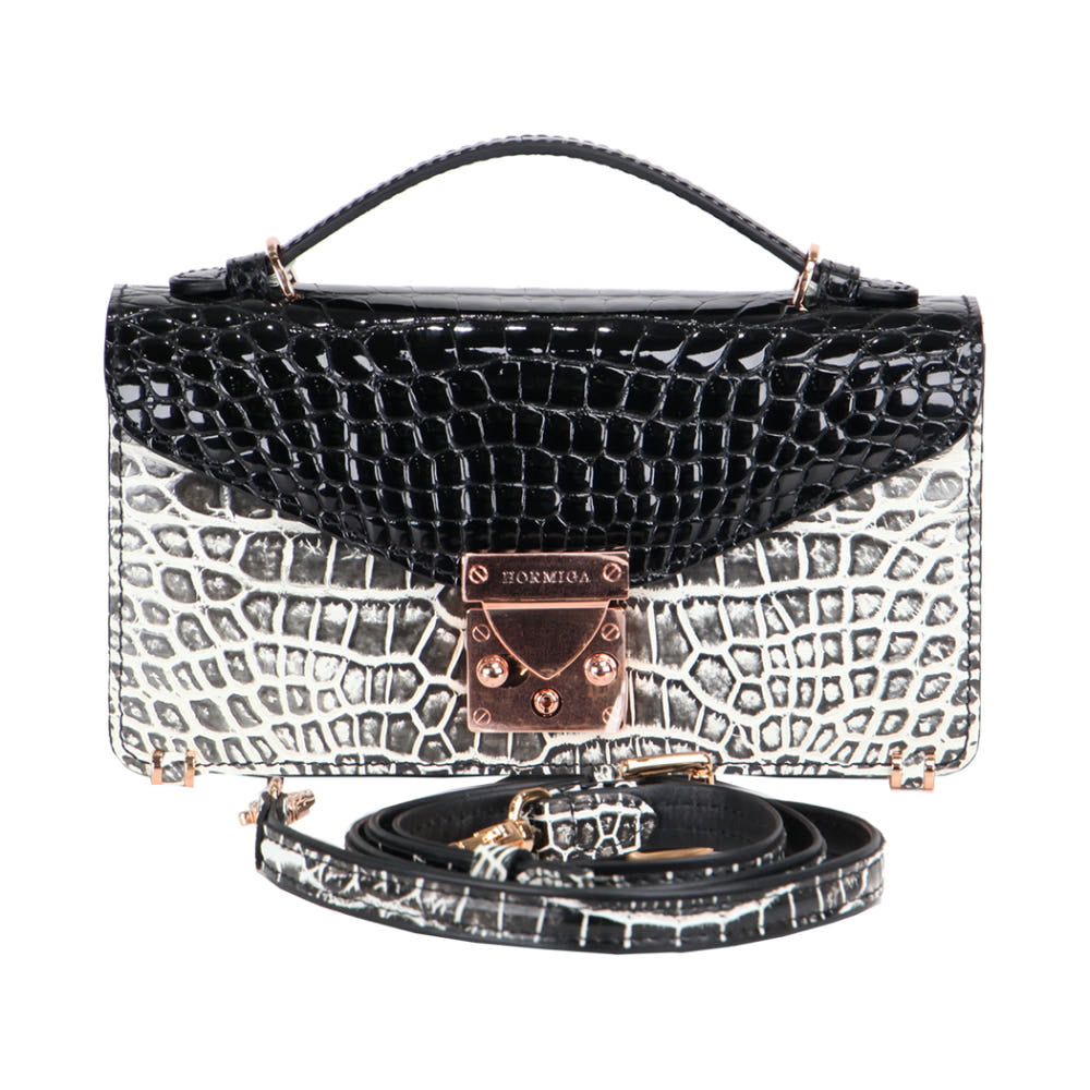 HORMIGA Luxury Crocodile Square Bag Limited Edition (Black &amp; White)