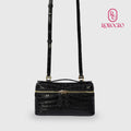 ROROCRO Rumi Matte Crocodile Leather Vanity Crossbody Bag (Black)