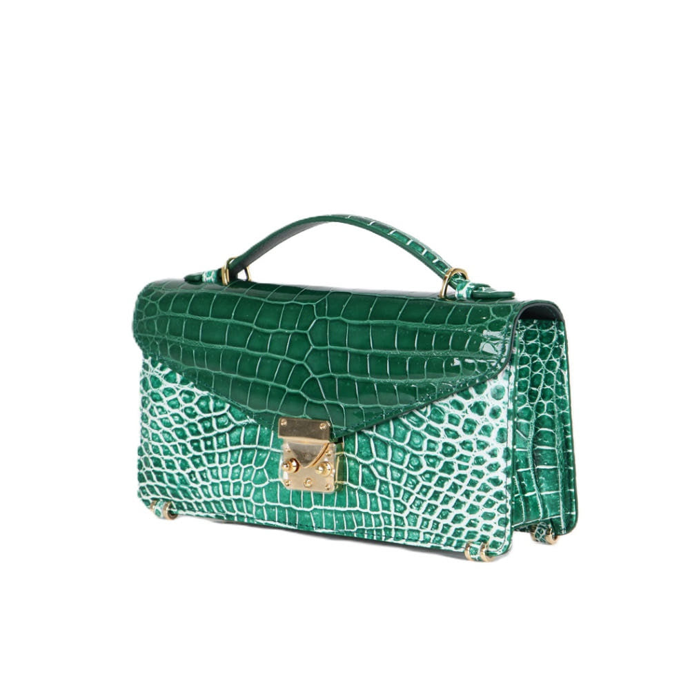 HORMIGA Luxury Crocodile Square Bag Limited Edition (Green &amp; White)