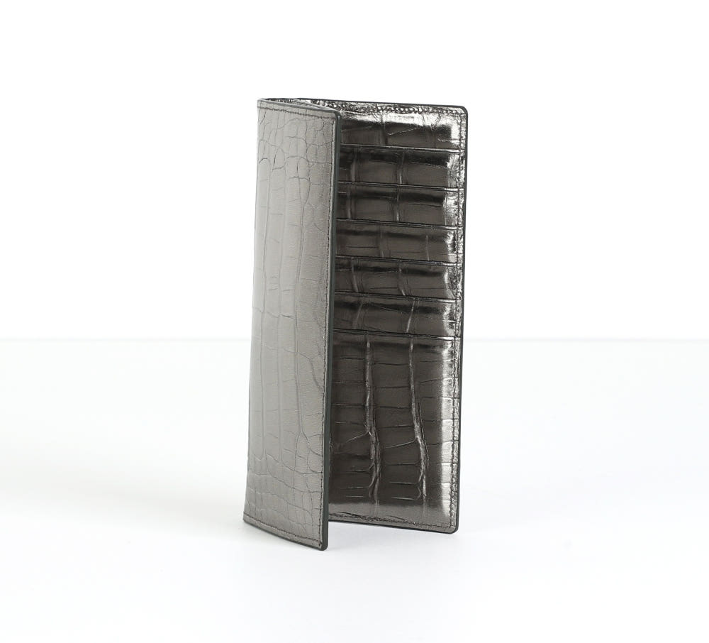 [Limited Edition] Alligator Leather Long Wallet (Black Silver)