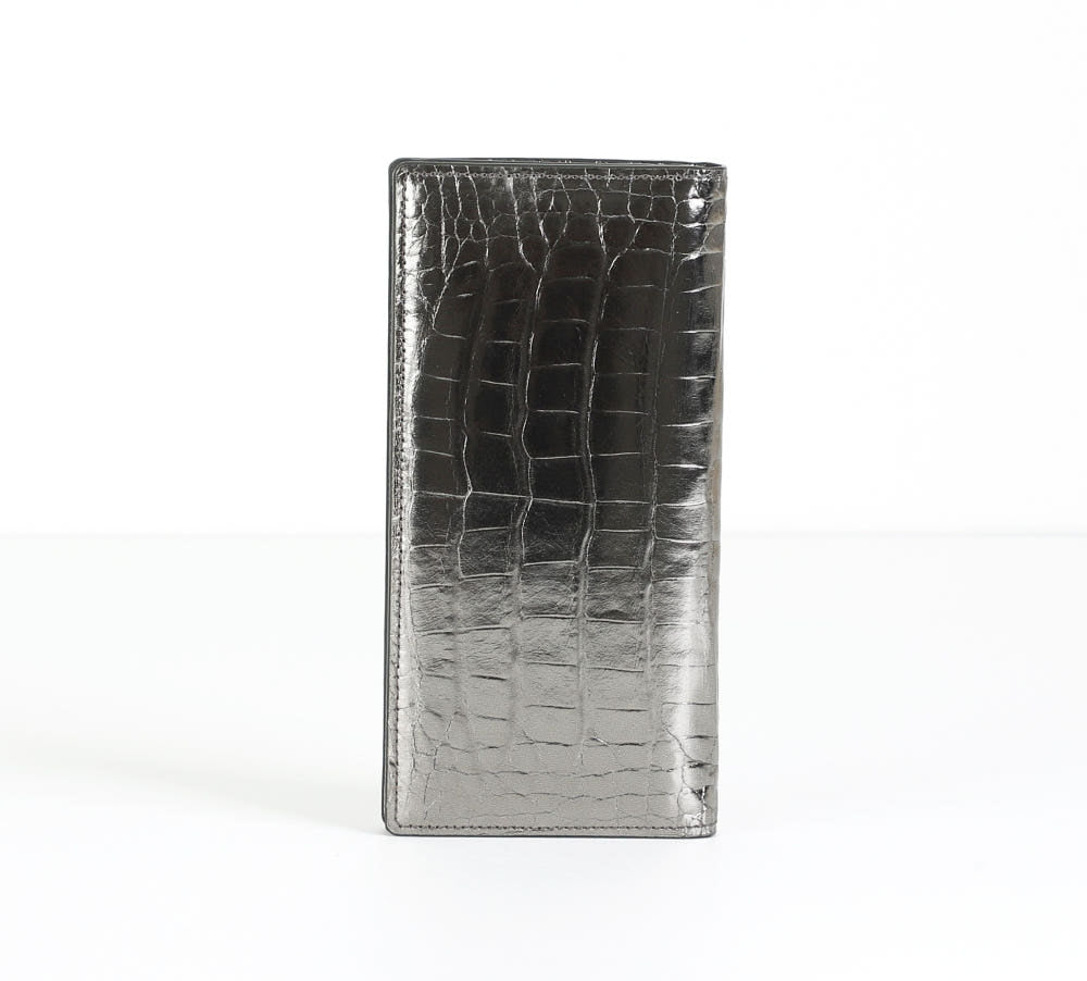 [Limited Edition] Alligator Leather Long Wallet (Black Silver)