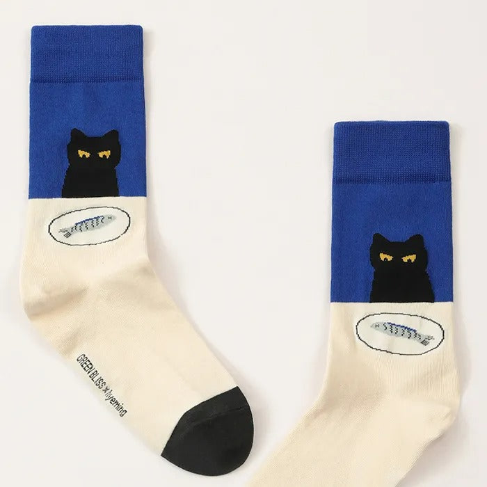 [GREEN BLISS] Organic Cotton Socks - Cat Dinner