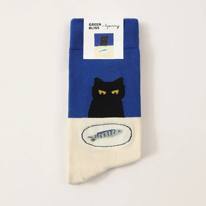[GREEN BLISS] Organic Cotton Socks - Cat Dinner