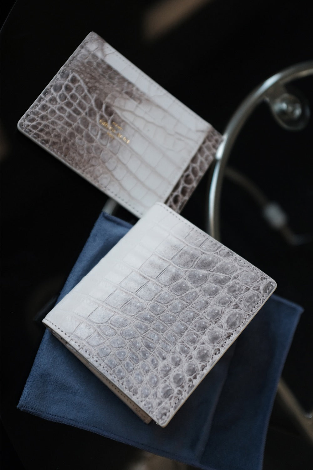 GROSCALIN Crocodile Leather Compact Organizer C-Wallet (Himalaya)