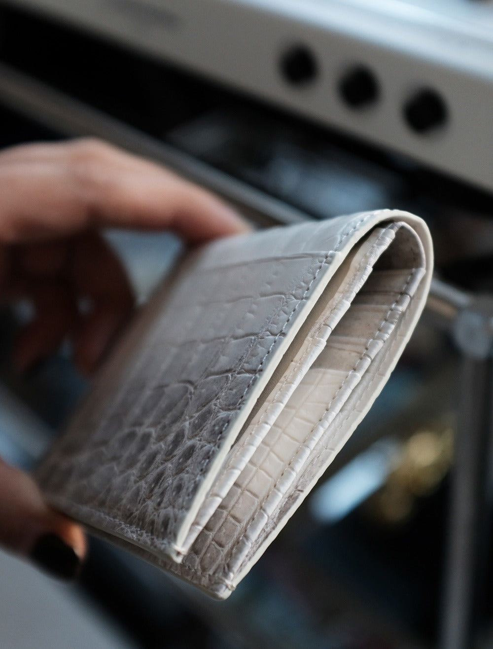 GROSCALIN Crocodile Leather Compact Organizer C-Wallet (Himalaya)