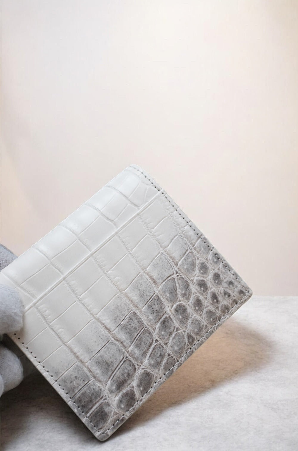 GROSCALIN Crocodile Leather Compact Organizer C-Wallet (Himalaya)