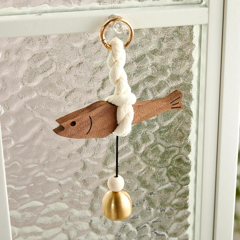 Wood Doorbell Good Luck Charm (Walnut)