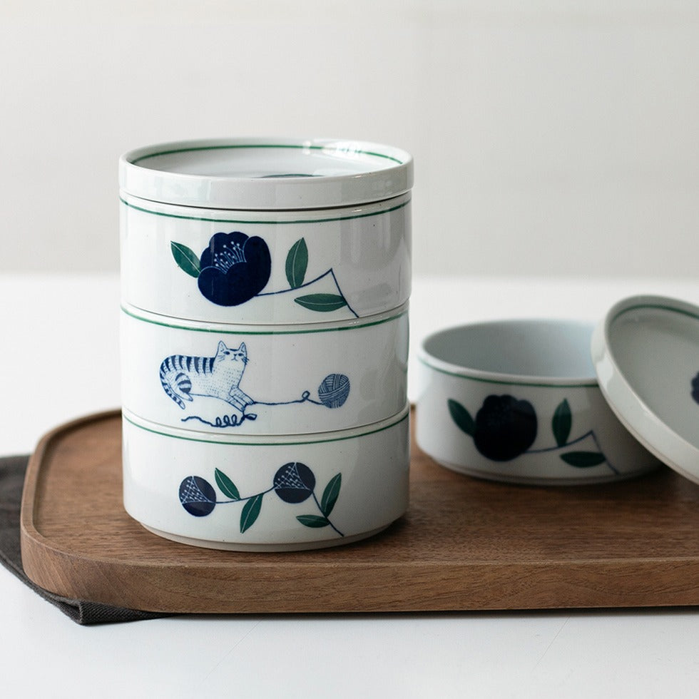 [Yeogidamgi] Illustrated 3-Tier Side Dish Box - Cat