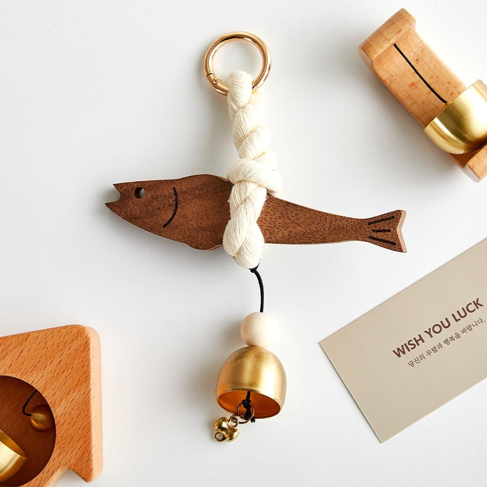 Wood Doorbell Good Luck Charm (Walnut)