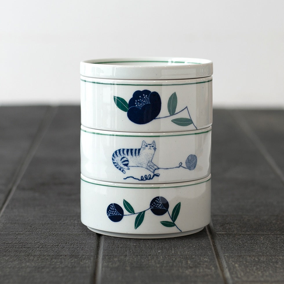 [Yeogidamgi] Illustrated 3-Tier Side Dish Box - Cat