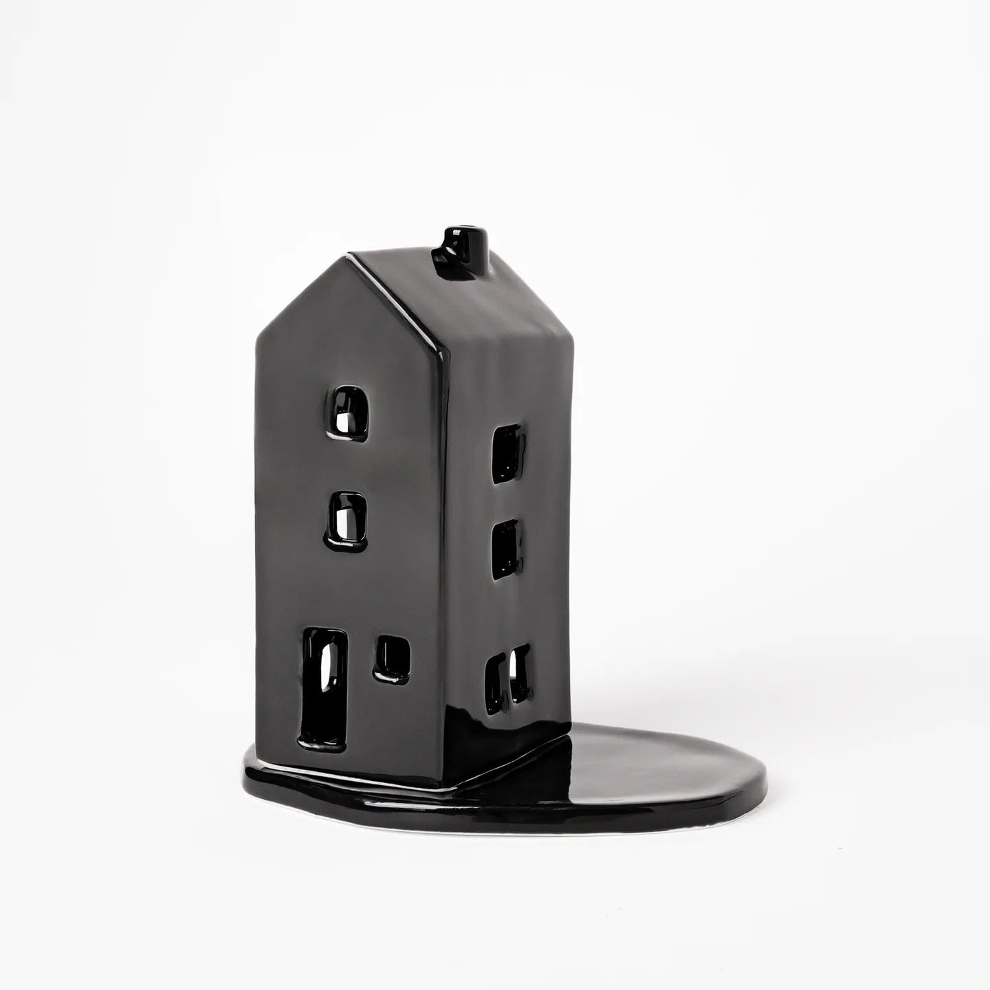 Product Description: Black Cottage Tealight Holder (Peak)