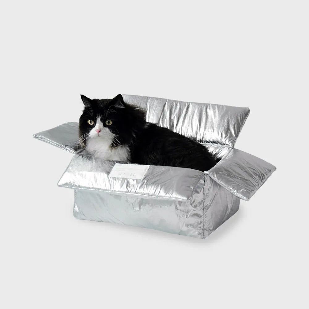 CAT BOX (SILVER) - Premium Cat Bed &amp; Cushion Box