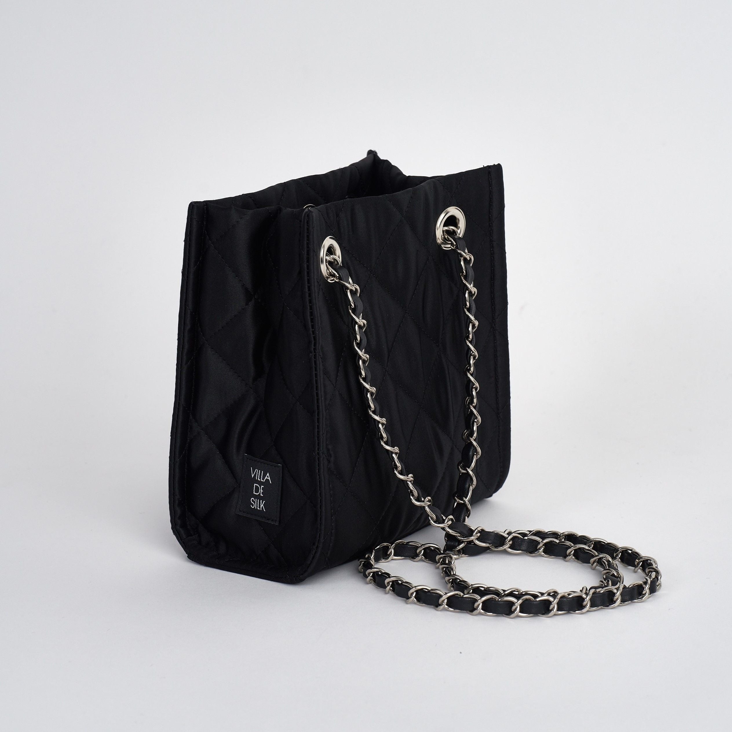 Quilted 100% Silk Square Shoulder &amp; Crossbody Bag